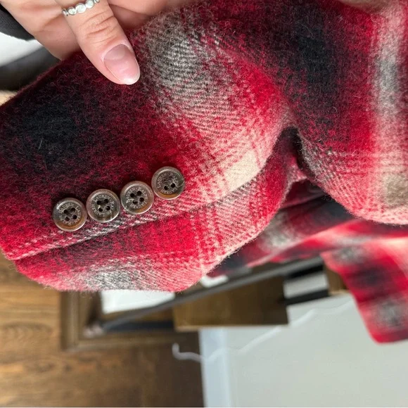 Lauren Ralph Lauren Red and Black Wool Plaid Jacket - Picture 5 of 8